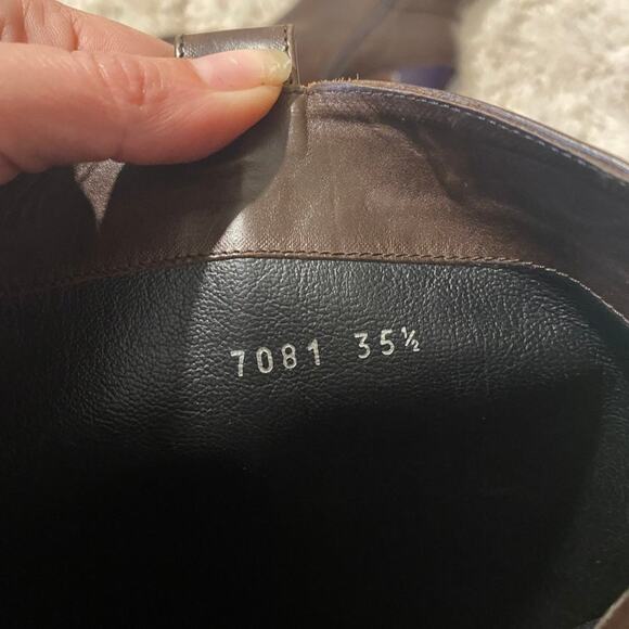 Dries Van Noten Brown Leather Side Zipper Chunky Heeled Tall Boots Women Sz 35.5 - Picture 11 of 11